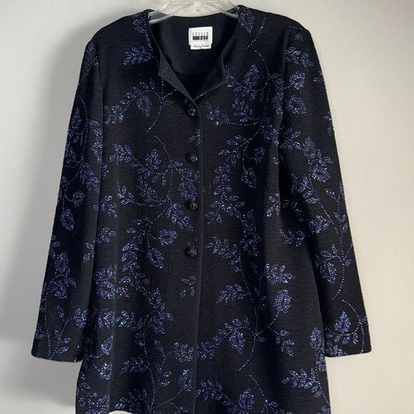 Leslie Fay sparkle floral button-down jacket size 10 - Picture 2 of 8